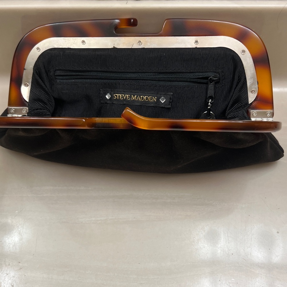 Steve Madden Black Clutch with Tortoiseshell Frame
